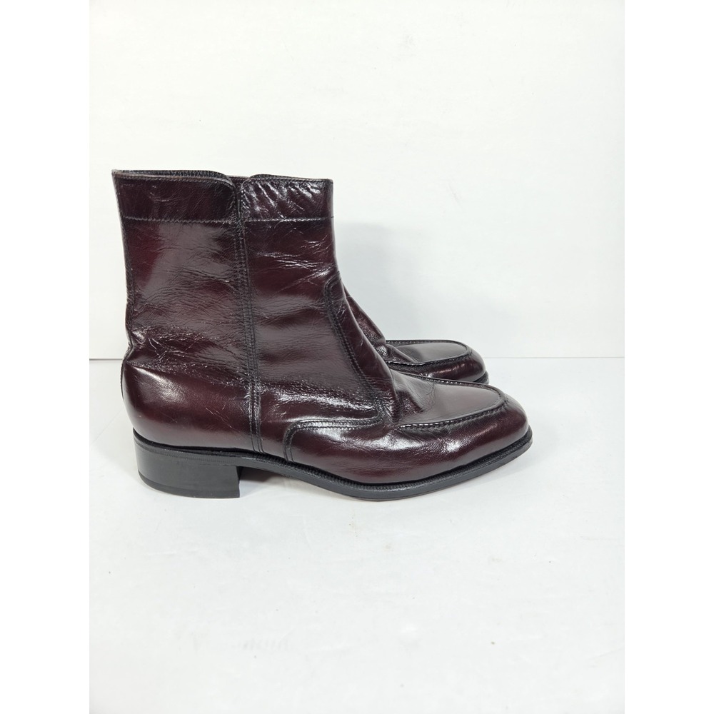 Vtg Florsheim Mens Sz 8 3E Leather Short Zip Dress Ankle Boots Brown